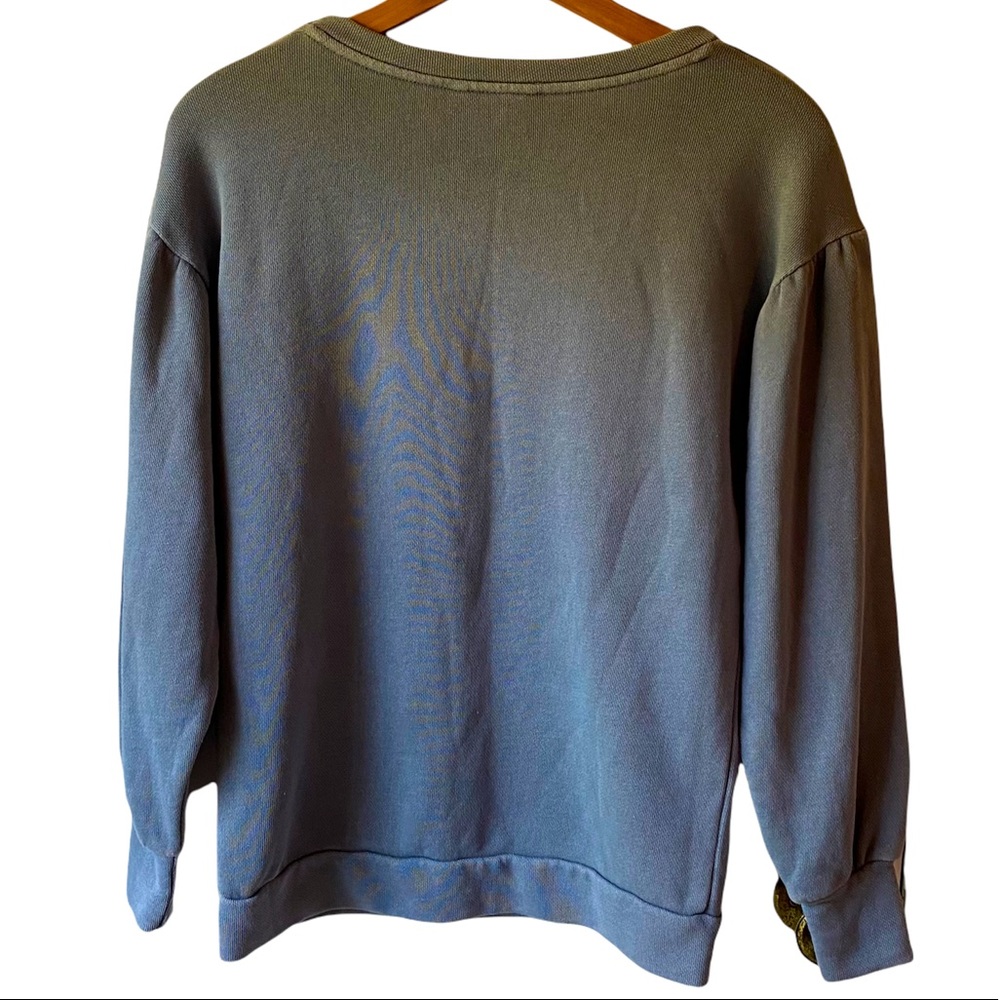 American Eagle Outfitters Blue Grey Flower Embroidered Sweatshirt Size XS - Picture 2 of 9